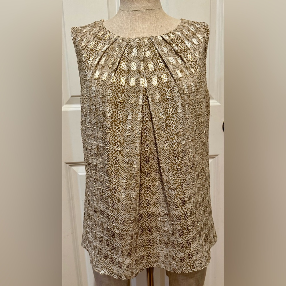 Jones New York Collection Gold Textured Sleeveless Blouse